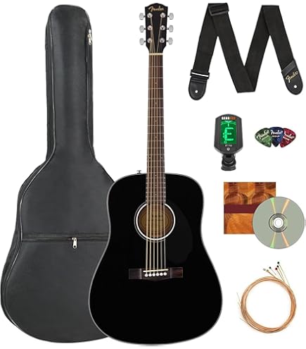 Amazon.com: Fender CC-60S Concert Acoustic Guitar - Black Bundle